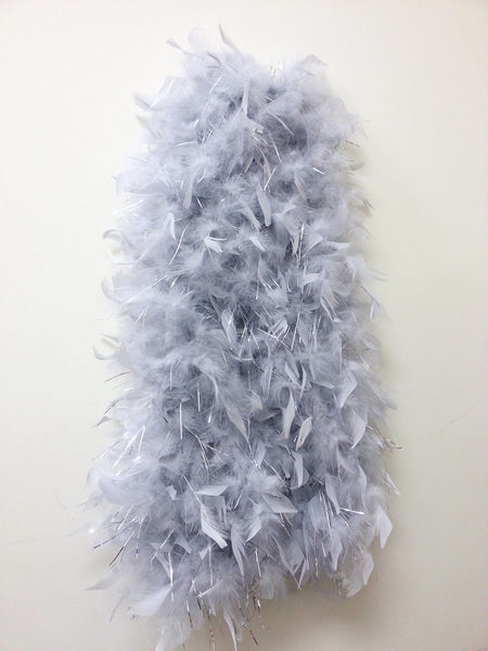 Silver Plush Feather Boa - FeatherBoaShop.com